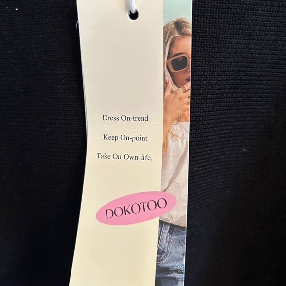 Black Bodycon Dress with Bishop Sleeves and Mock Neck - Picture 3 of 6